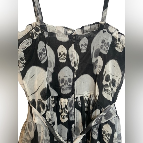 Tripp NYC Skull Grunge V Neck Black Gothic Lolita Baby Doll Dress Small - Picture 11 of 14